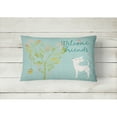 thumbnail image 2 of Carolines Treasures BB7629PW1216 Welcome Friends White Chihuahua Canvas Fabric Decorative Pillow  12H x16W multicolor, 2 of 3