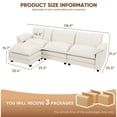 thumbnail image 7 of Homall Sectional Sofa 3-seat L-shaped Sofa with reversible toffee chair Movable Footrest Sofa,White, 7 of 7