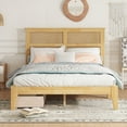 thumbnail image 2 of Miniyam Full Size Bed with Rattan Headboard, Storage Drawers for Adult, Oak, 2 of 7