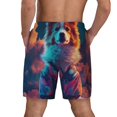 thumbnail image 2 of Haiem Starry Sky White Cloud Puppy Mens Swim Trunks with Compression Liner 2 in 1 Swimming Shorts Stretch Swimwear Quick Dry,Board Shorts-3X-Large, 2 of 9