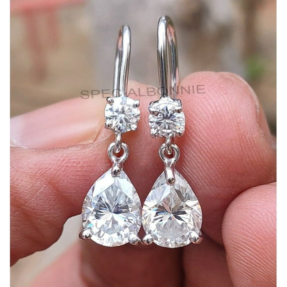 Designer 3.00 Ct Lab Created White Diamond Solitaire Earrings, 925 Silver