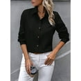 thumbnail image 4 of Button Down Shirts for Women Long Sleeve Blouse Shirts Casual Solid Office Work Tunic Top Black M, 4 of 7