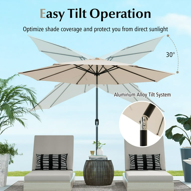 Costway 10FT Large Patio Umbrella with Deck Crank, 6 Ribs Costway 10FT Large Patio Umbrella with Deck Crank, 6 Ribs