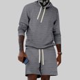 thumbnail image 1 of Puntoco 2 piezas moda hombre suéter con capucha blusa sin mangas sólida + pantalones con bolsillos sueltos conjuntos cortos liquidación Puntoco Puntoco-1337, 1 of 6