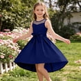thumbnail image 2 of Miluxas Girls Dresses Summer Ruffle Sleeve Mesh A Line Casual Party Dresses Belted Dress Navy 15-16 Years, 2 of 7