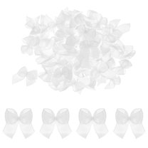 Uxcell 100Pcs Mini Ribbon Bow 1" Mini Fabric Satin Ribbon Flower Bows for Craft DIY Sewing Wedding Birthday Party Gift Wrap Bows Wood White