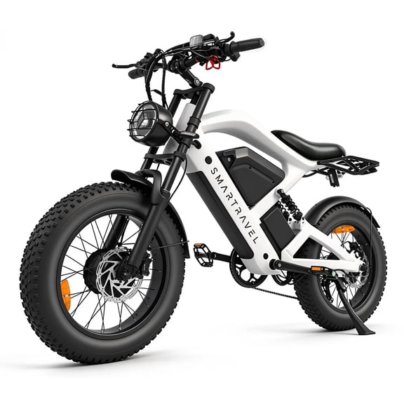 SMARTRAVEL Adult Electric Dirt Bike Dual Motor 3000W Peak Power 52V 50Ah Dual Battery 20 Inch Fat Tire 7 Speed LCD Display UL2849