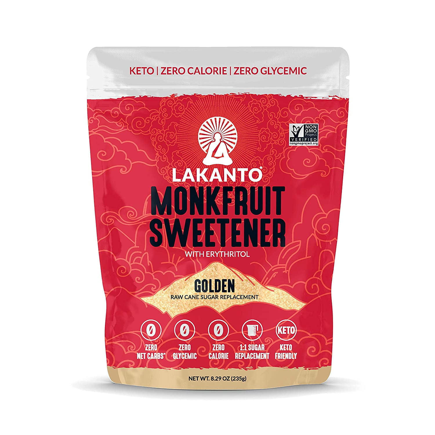 Lakanto Golden Monk Fruit Sweetener - Zero Calorie, Keto Friendly, Zero Net Carbs, Zero Glycemic