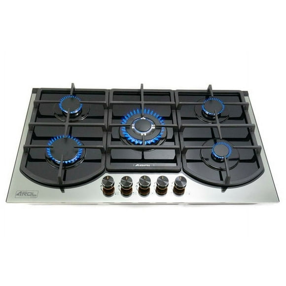 Parrilla de Gas Arol Empotrable 5 Quemadores Vidrio Templado 87cm Gas LP Natural