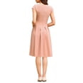 thumbnail image 3 of INSPIRE CHIC Women's Cap Sleeve Flare Dress Square Neck Business Work A Line Pleated Dresses 2XL Pink, 3 of 5