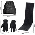 thumbnail image 3 of Hat Gloves Scarf Set For Women Ladies Girls Soft Warm Knitted Cap Long Scarf 3 In 1 Winter Thick Set For Outdoors Walking Skiing Campingblack, 3 of 4