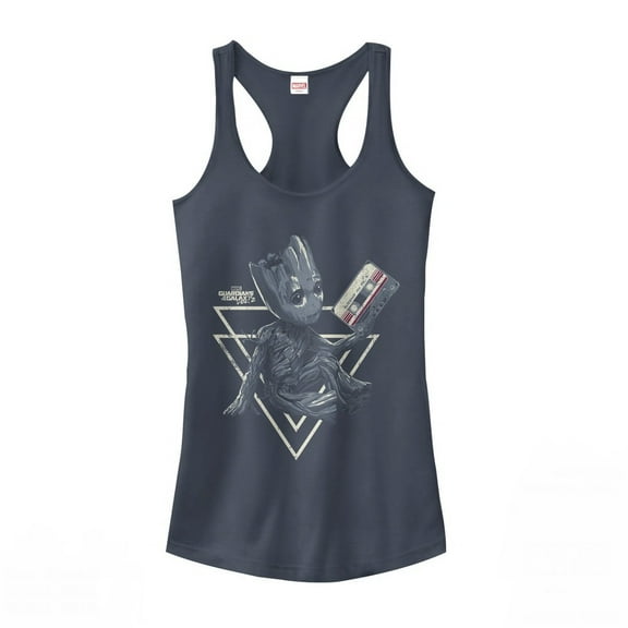Junior's Marvel Guardians of the Galaxy Vol. 2 Groot Tape Shape  Racerback Tank Top Indigo Medium