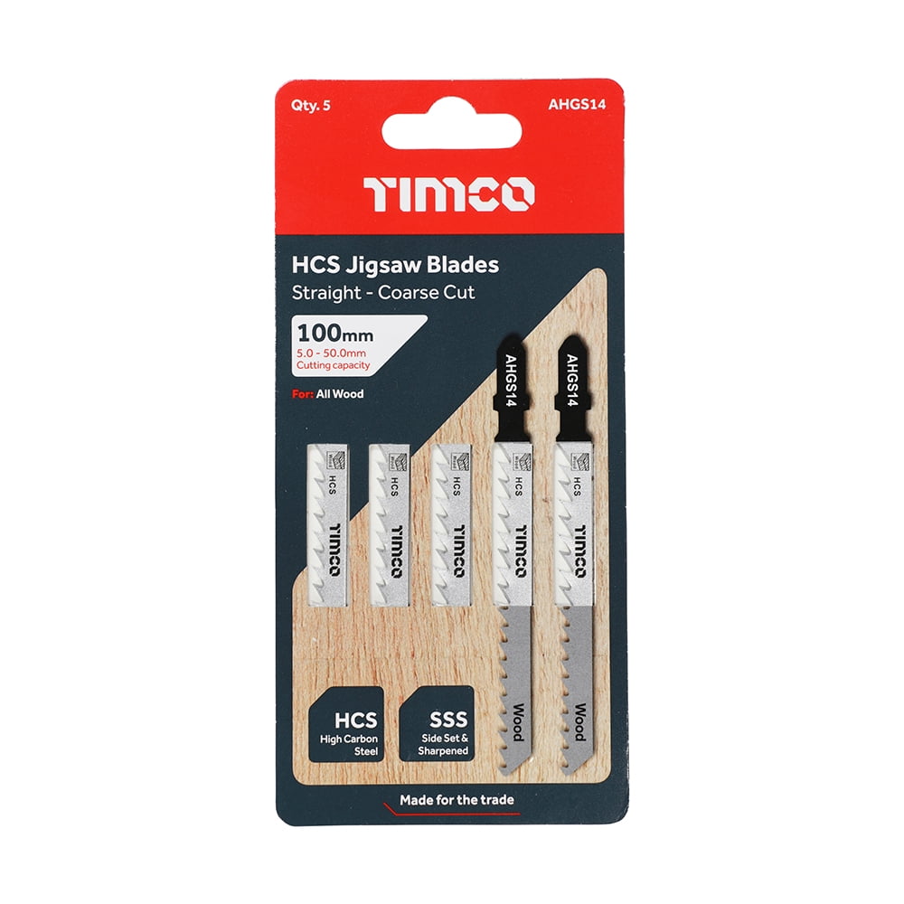 Timco - Jigsaw Blades - Wood Cutting - HCS Blades (Size T144D - 5 Pieces)