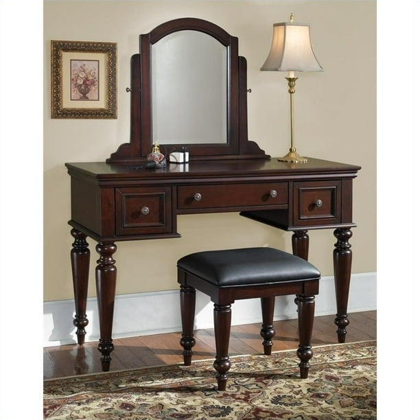 Home Styles Lafayette Vanity Table, Mirror and Bench, Cherry 