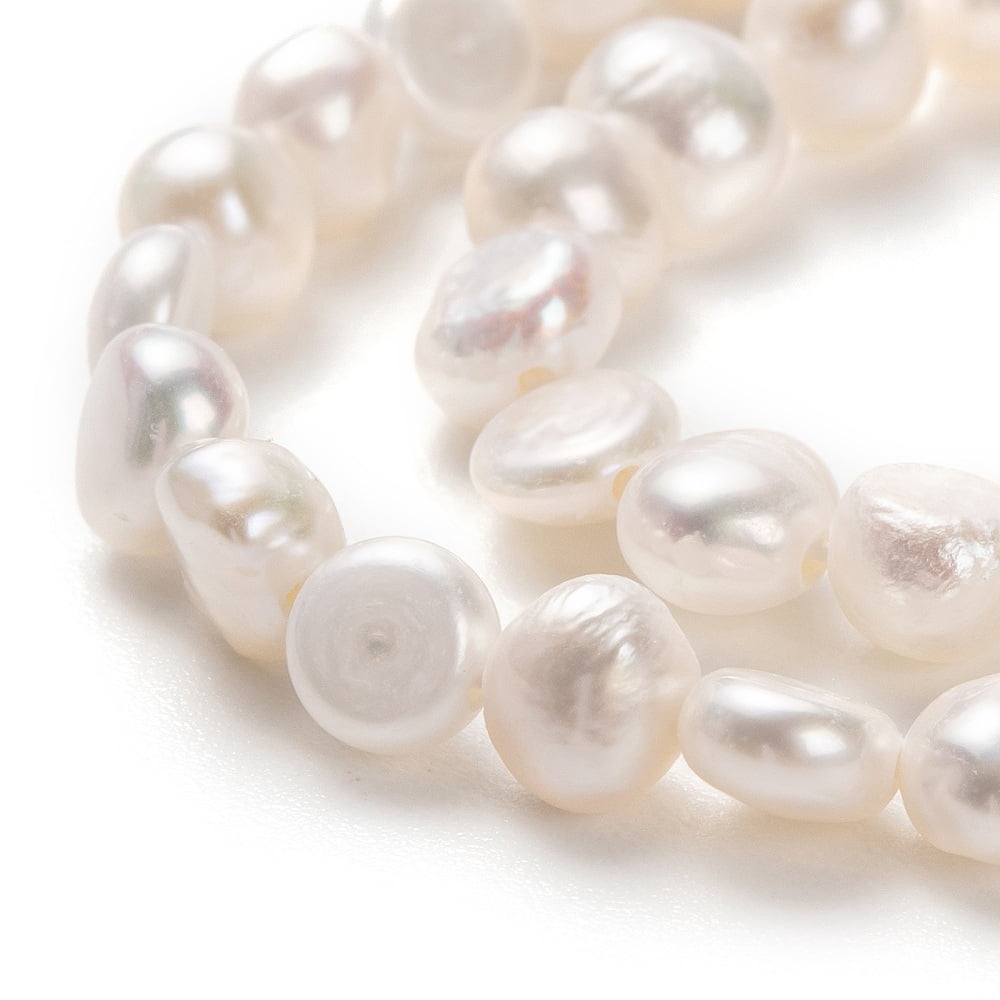 2Strand Natural Cultured Freshwater Pearl Beads Strands Two Sides Polished White 4~5x5~6mm Hole: 0.7mm about 70pcs/strand 13.78 inch(35cm)