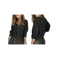 thumbnail image 2 of Lace V Neck Fall Sweaters for Women Trendy Light Long Sleeve Knit Loose Pullover Sweater Jumper Tops Black L, 2 of 5