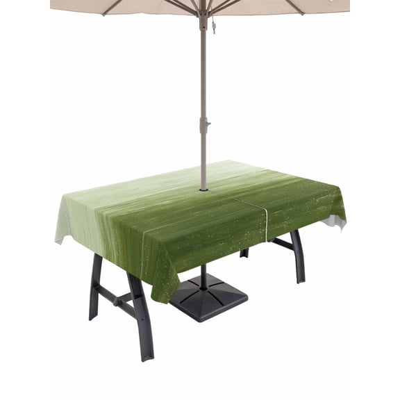 Outdoor Tablecloth with Umbrella Hole, Sage Green Ombre Spillproof Waterproof Outdoor Table Cover, Modern Abstract Art Ocean Oil Painting Patio Tablecloths for Party Picnic Camping, Rectangle 60"x84"