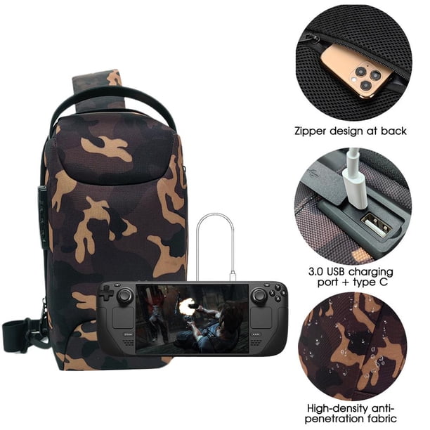 Consola de juegos para Steam Deck Bolsa de transporte con bolsa de bloqueo antirrobo Camuflaje