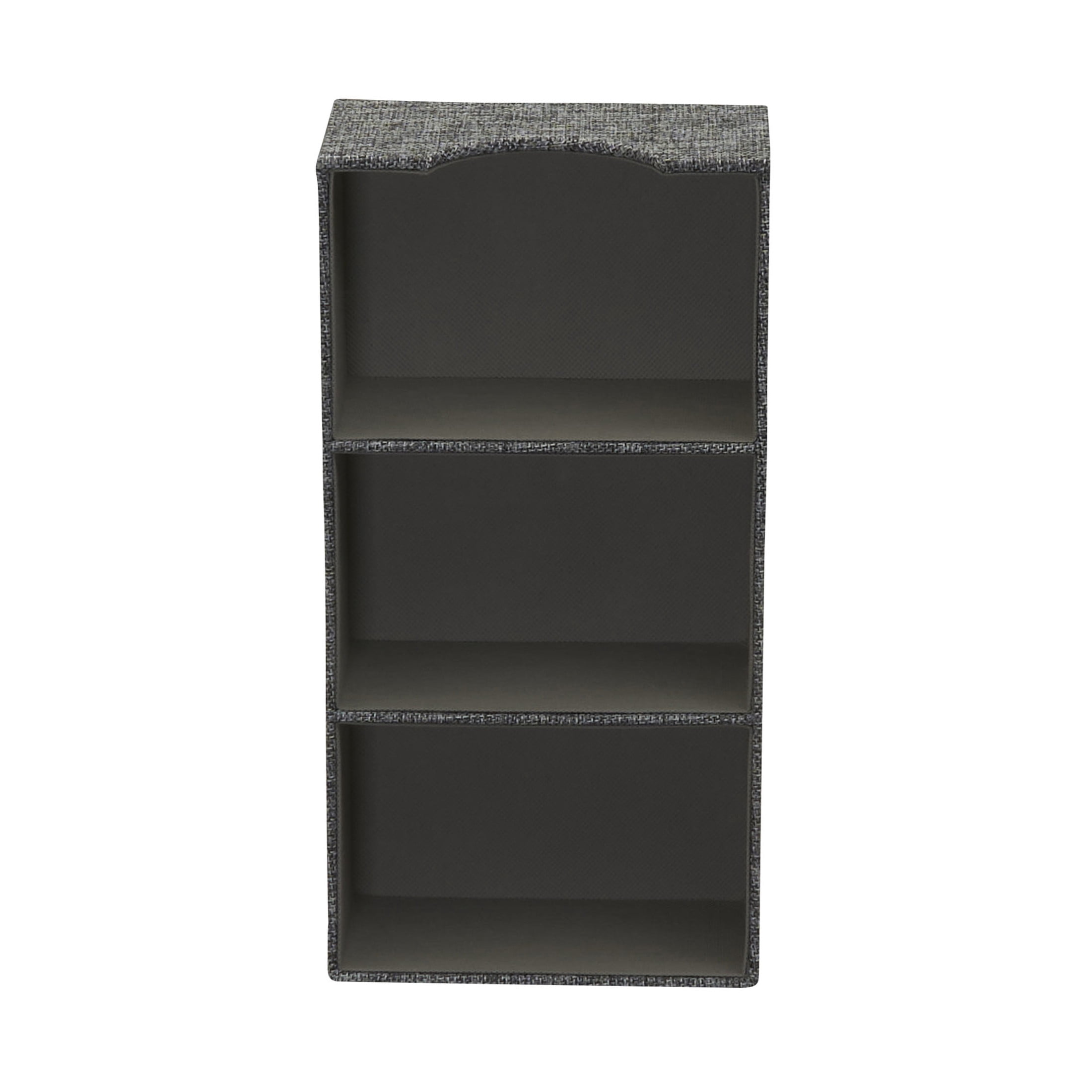 Household Essentials 3-Compartment Drawer Organizers, Pack of 2, Sturdy Chipboard Base with Soft Polyester Linen Covering, Fashionable Organization Solution, 3” H x 6” W x 12” D, Graphite Linen