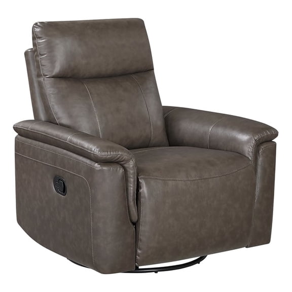 Lexicon Hadley Leather Swivel Glider Reclining Chair in Dark Brown