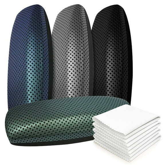 OPTIPAK Hard Shell Glasses Case – Medium Premium Dotted Eyeglass Case with Microfiber Cleaning Cloth – Protective Glasses Holder for Men & Women (Pack of 4)