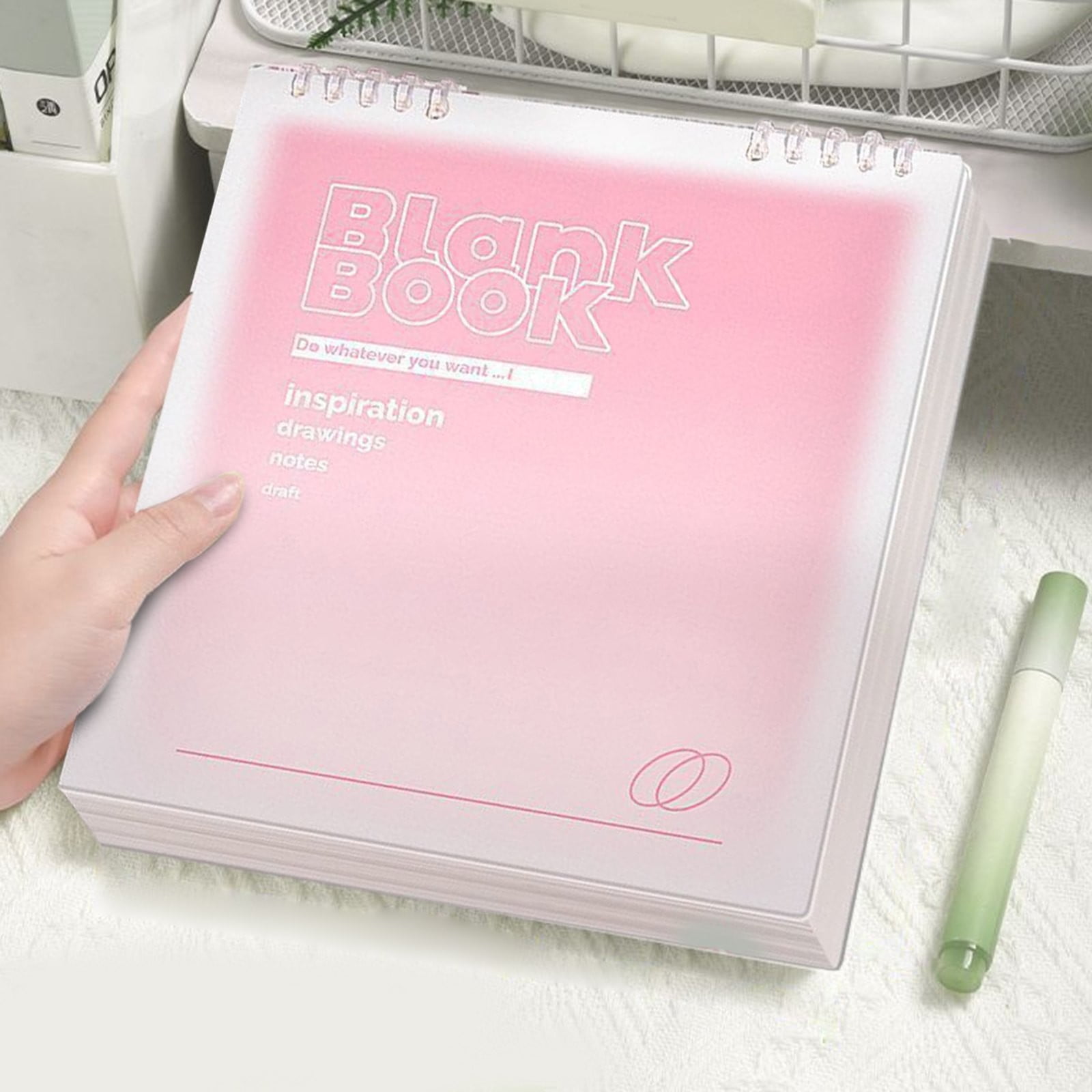 VKLU 1Pc Cute Square Loose-leaf Journal, Refillable Personal Organizer with Translucent Cover, Aesthetic Writing Pad for, Pink
