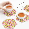 thumbnail image 4 of Leather Coasters with Heat-resistant for Drinks, Cute Avocado Orange -标题2 Hexagon, 4 of 5