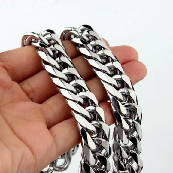 20mm Heavy 316L Stainless Steel Silver Curb Cuban Chain Men's Necklace 8-40"