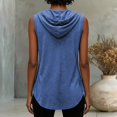 thumbnail image 4 of Rhuody T Shirts For Women Summer V Neck Tank Tops Sleeveless Solid Color Hooded T Shirt Basic Women Clothing Navy, 4 of 5