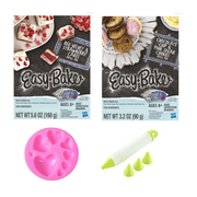 Easy Bake Ultimate Oven Refill Mixture: Red Velvet & Strawberry Cake Mix and Chocolate Chip & Pink Sugar Cookie Mix Plus Silicone Heart Mold and Piping Tool