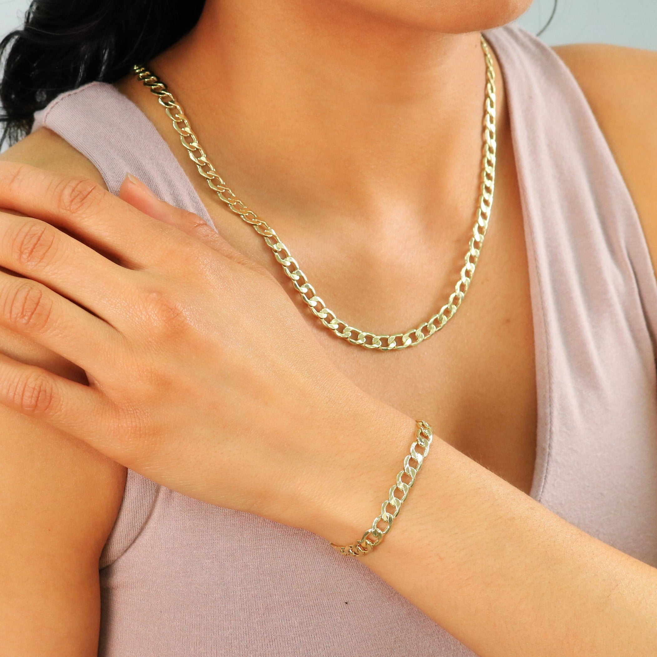 Nuragold 10K Real Yellow Gold Cuban Curb Link Chain Bracelet 7"-9" (2mm-7.5mm) Italian Jewelry for Men & Women
