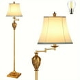 thumbnail image 2 of Traditional LED Floor Lamp With 350 ° Adjustable Swing Arm Light - Vintage Pole Lamp Suitable For Living Room, Bedroom, And Office - Simple Upright Floor Lamp With Silk Lampshade For Home Decoration, 2 of 14