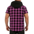 thumbnail image 5 of asjyhkr Mens Short Sleeve Hoodies Plaid with Pockets Casual Loose Fitted Comfy Workout Running Pullover, 5 of 8