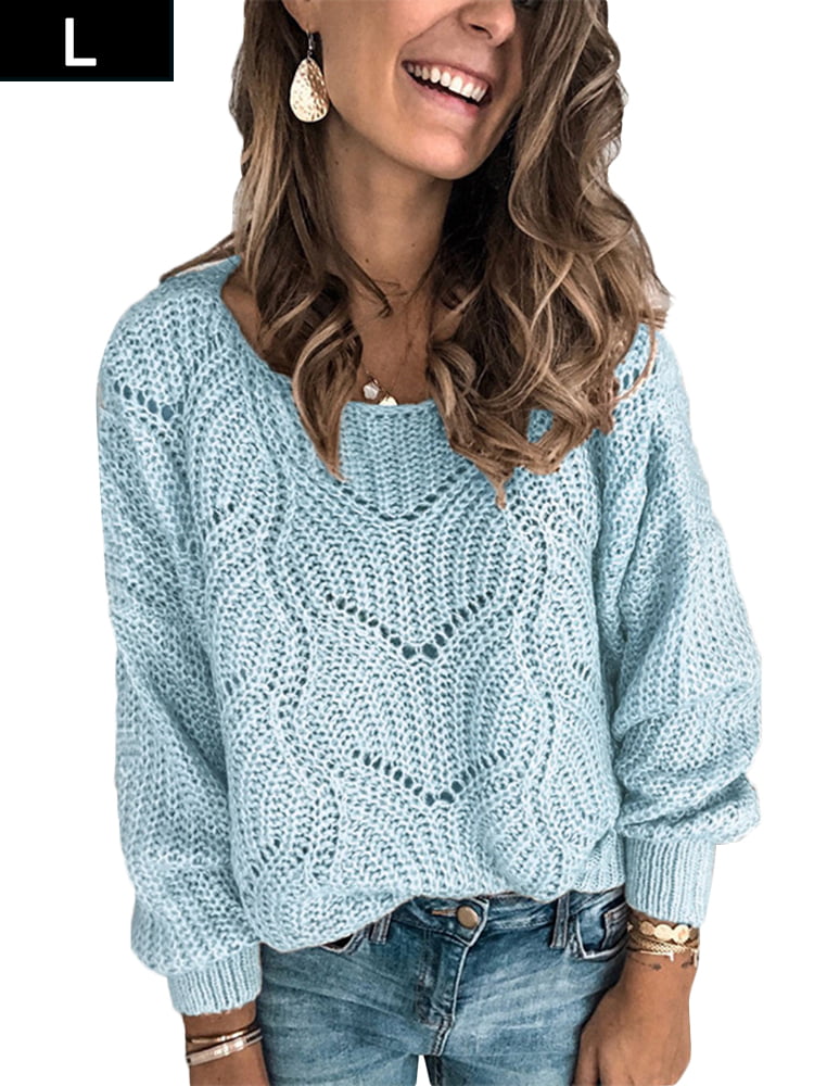 Viugreum Women V Neck Long Sleeve Knit Sweater Mohair Jumper - Walmart.com