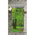 thumbnail image 3 of Ambesonne Forest Quilted Bedspread Set 2 Pcs, Summer Trees Tranquil, Twin Size, Fern Green Brown, 3 of 3