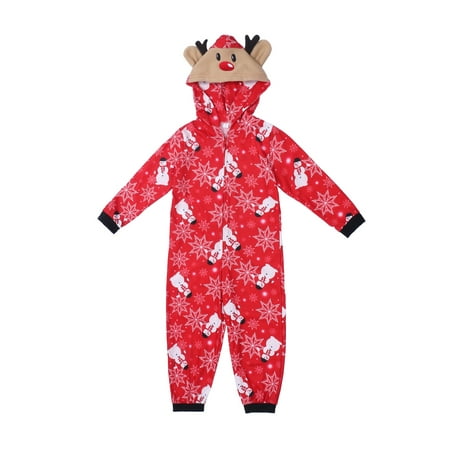 

Urobanpeeg Family Christmas Parent-child Pajamas Hooded Kids Xmas Jumpsuit Sets