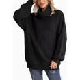 thumbnail image 3 of Baqcunre Womens Sweaters Women's Casual Loose Turtleneck Knitted Sweater Pullover Long Sleeve 2023 Autumn/Winter Sweater Top Hoodies For Women Womens Fall Tops Black S, 3 of 7