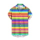 thumbnail image 4 of Camisa hawaiana con estampado 3D de rayas de colores para hombre, camisas de playa con plantas para vacaciones de verano, camisas de manga corta con botones para parejas de calle, 4 of 5