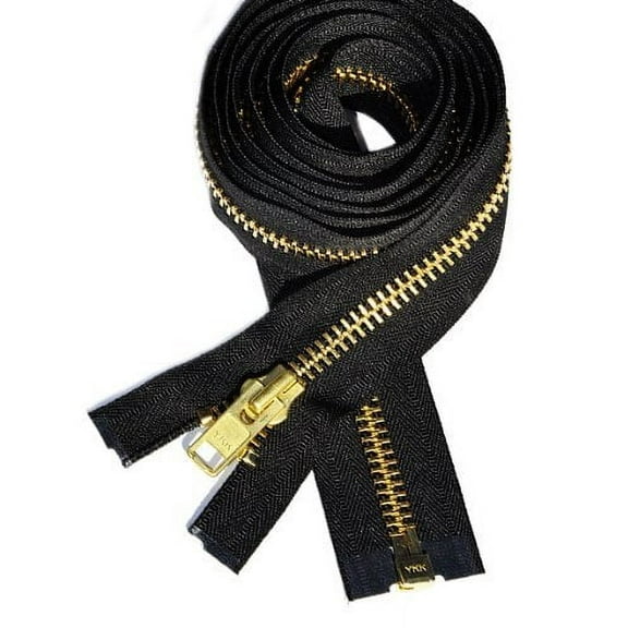 Zipperstop Wholesale Authorized Distributor Ykkâ® 27" Inch Chaps Extra Heavy Duty Weight Jacket Zipper Ykk #10 Brass ~ Separating ~ 580 Black (1 Zipper/Pack) Crafter'S Special