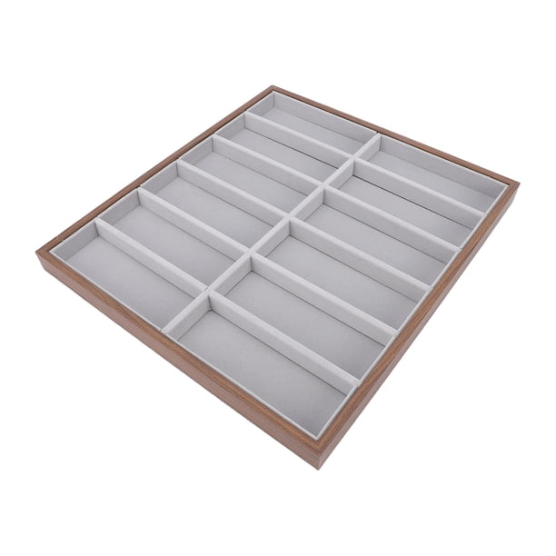 Caja Organizadora De Gafas, Caja De Almacenamiento Con 12 Rejillas, Escaparate De Exhibición Para Gafas Con Grano De Madera
