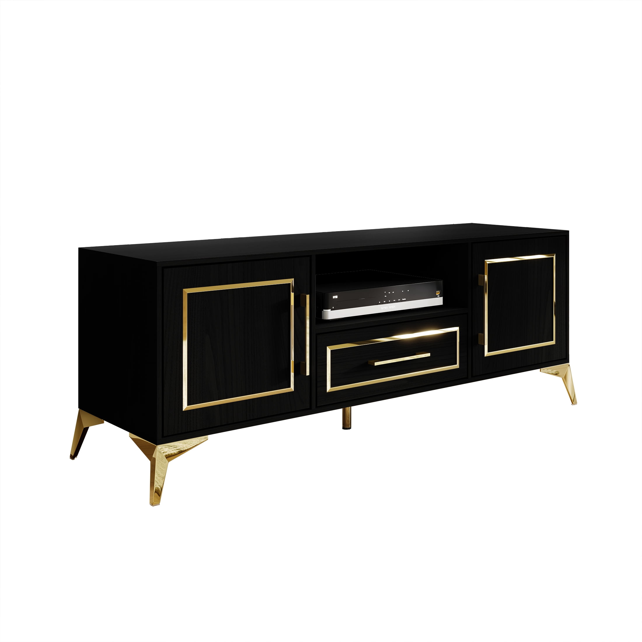 Castle Place Glam 55" TV Stand Console for TVs up to 65", Black