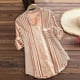 thumbnail image 1 of Pntutb Blusa de camiseta suelta con cuello en V y estampado de rayas de tres cuartos de talla grande para mujer Pntutb Pntutb-145, 1 of 5