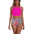 thumbnail image 3 of Women's Bikini Swimsuits for Women Bathing Suits Top Ruched Two Piece Tummy Control Round Neck with V-Wire Swim Suits Gibobby(S,RD2), 3 of 9