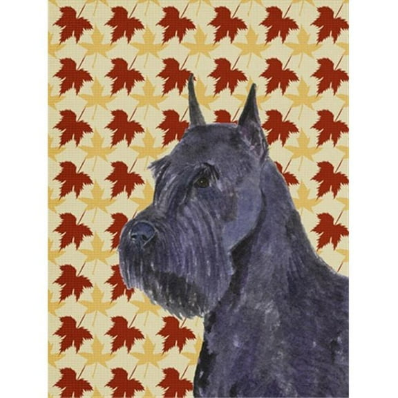 Schnauzer Giant Fall Leaves Portrait Flag - 40 x 40 in.