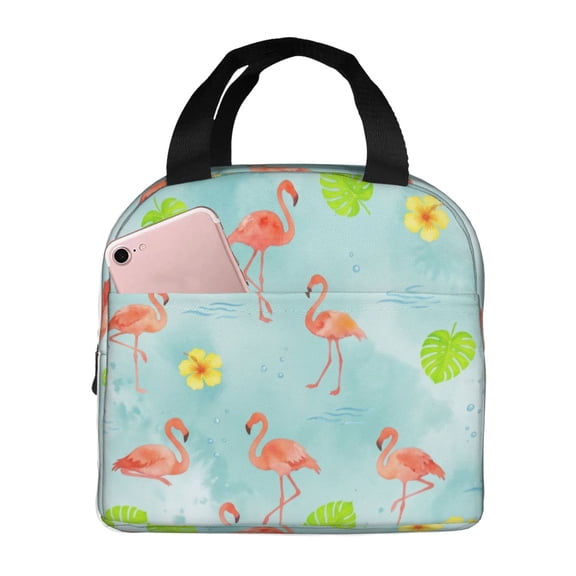Flamingo Insulated Lunch Bag For Women, Reusable Lunch Box Picnic Tote Bags For Office Work Travel Picnic