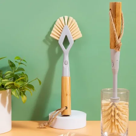 

1pc 3 In 1 (3 Brush Head With 1 Handle) Multifunctional Bottle Cleaner Brushes Flexible Water Bottle Brush For Cleaning Long Handle Dish Scrub Brush For Cups Coffee Mugs Pitchers Kit