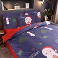 thumbnail image 2 of Christmas Tree Deer Santa Claus Printed Bedding Sets Quilt Cover Set No Comforter (Blue, Twin), 2 of 7