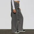 thumbnail image 5 of Denim Pants for Women Loose Wide Leg Leg Straight Mopping Denim Casual Flare Stretchy Elastic Trendy Womens Pants, 5 of 6
