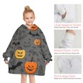 thumbnail image 6 of Gray Halloween Pumpkins Bats and Faces Blanket Hoodies for Kids 6-13YR Oversize Wearable Blanket Hoodies for Boys Girls Teens, 6 of 7