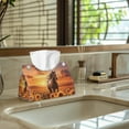 thumbnail image 5 of ZUXONGSY Sunflower Horse Tissue Box Cover 2 PCS PU Leather Tissue Cube Box Cover with Buckle Facial Paper Organizer Dispenser Wear Resistant Rectangular Tissue Box Cover Attractive Decor, 5 of 7
